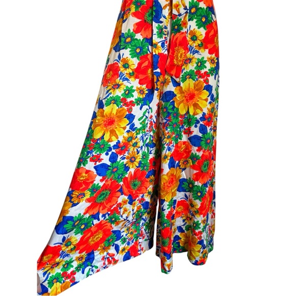 Vintage 60’s 70’s Kimo”s Polynesian Shop Bright Floral Wide Leg Jumpsuit L 10-12 - Picture 3 of 7